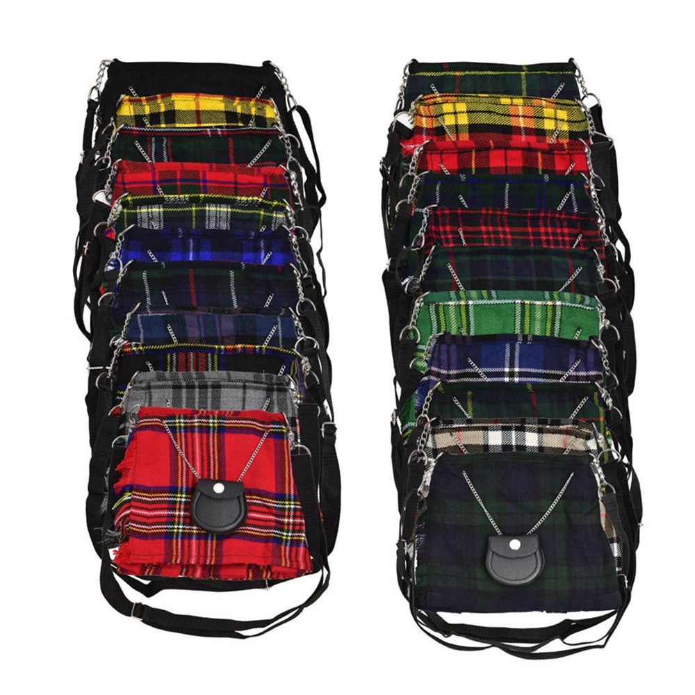 Solid Black Tartan Ladies Kilt Shaped Purse, Tote Bag image 1