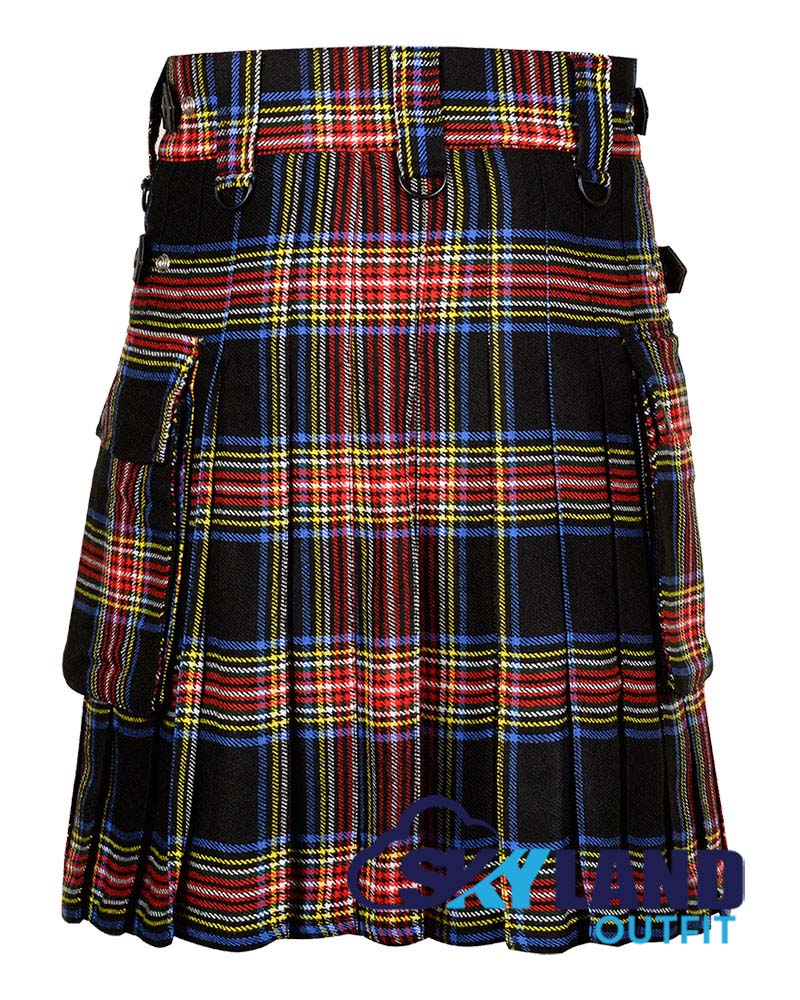 Black Stewart Tartan Kilt Modern Utility Kilts image 3