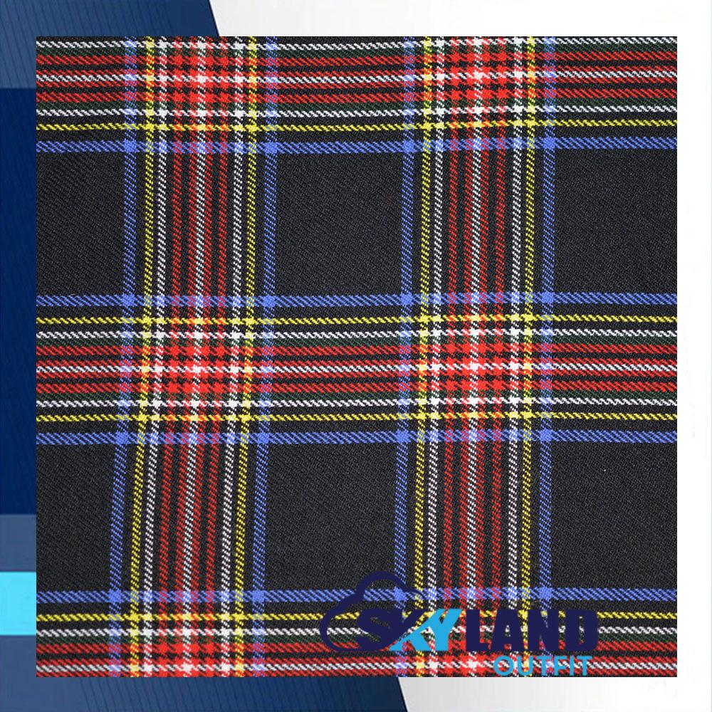 Black Stewart Tartan Homespun Wool Blend Fabric By the Yard image 0