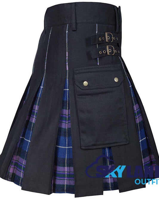 Hybrid Utility Kilts - Pride of Scotland Tartan & Black Cotton Kilt image 1