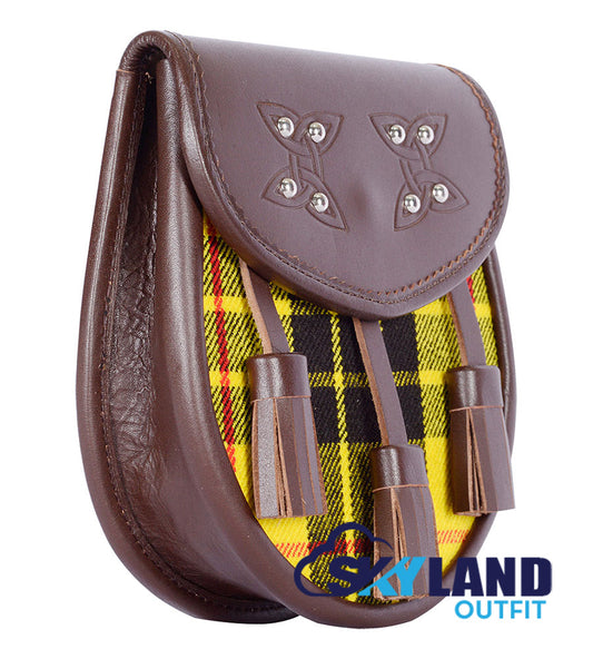MacLeod of Lewis Tartan Sporran Brown Leather Scottish Sporran image 1