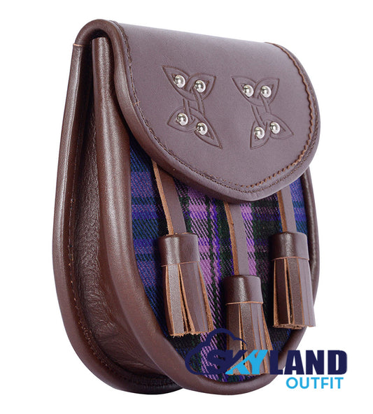 Pride of Scotland Tartan Sporran Brown Leather Scottish Sporran image 1