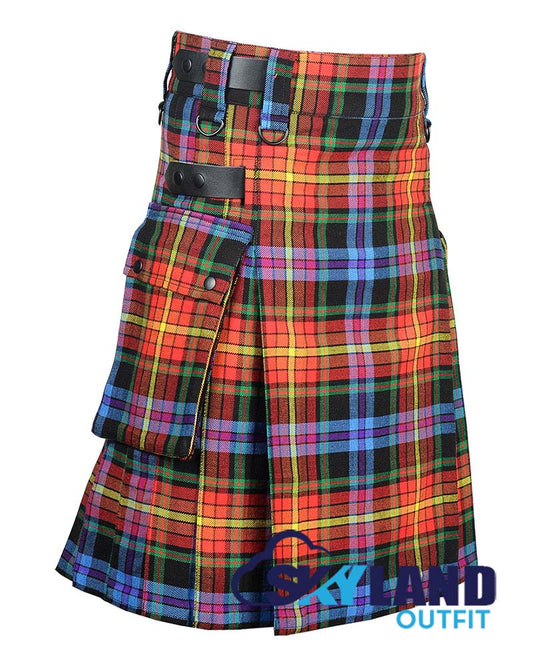 LGBTQ Pride Tartan Kilt Modern Utility Kilts image 1