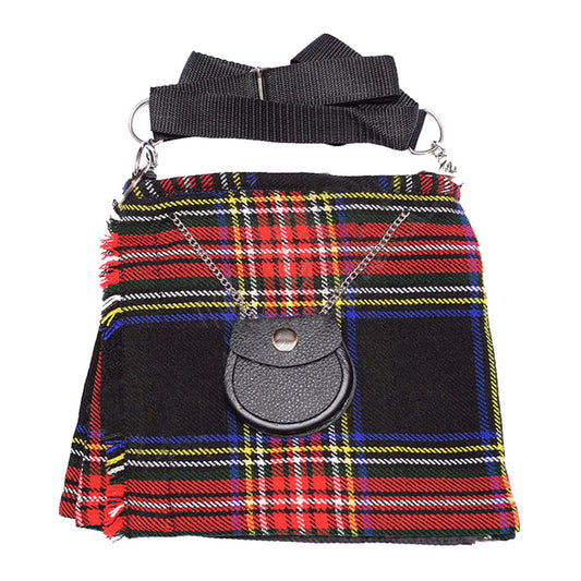 Black Stewart Tartan Ladies Kilt Shaped Purse, Tote Bag image 1