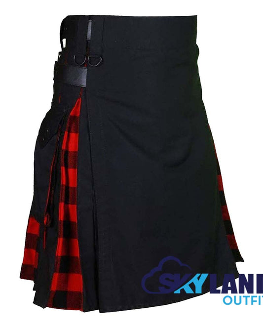 Hybrid Utility Kilts - Black Cotton & Red Black Rob Roy Tartan Kilt image 1