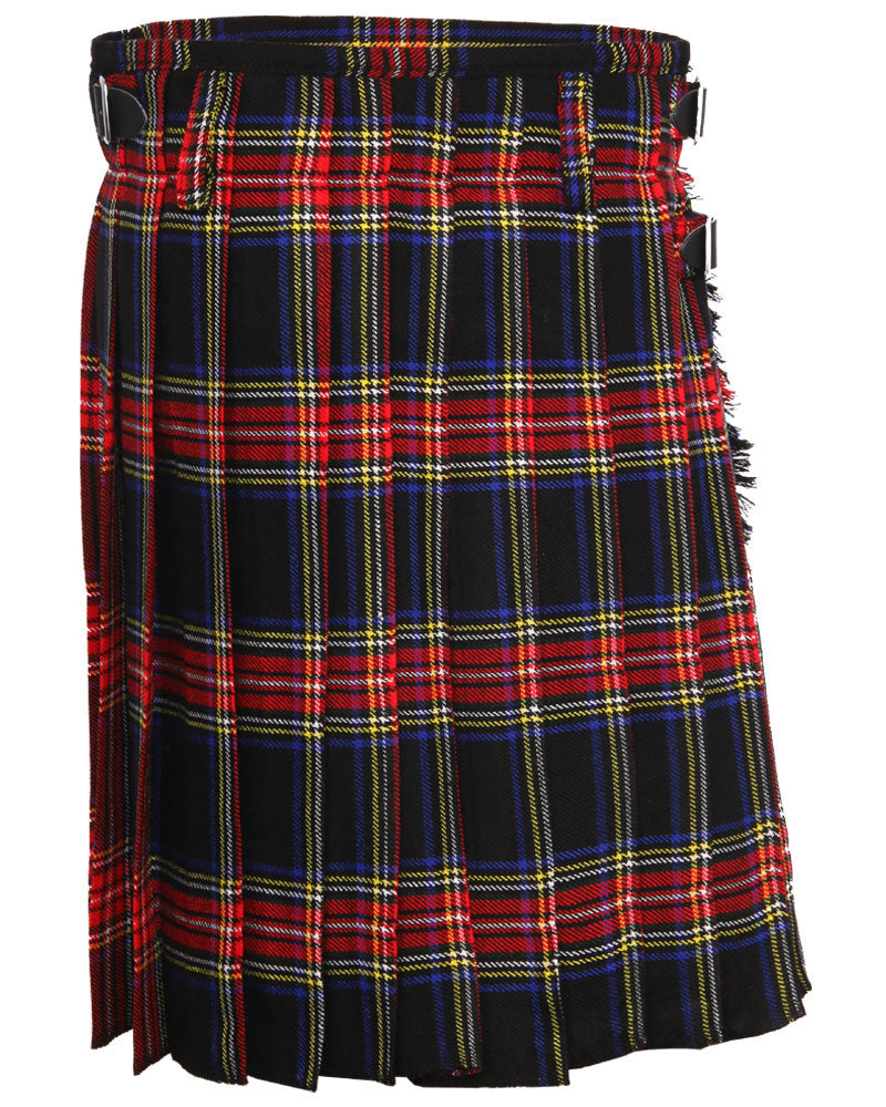 Black Stewart Tartan 5 Yard Casual Wear Scottish Kilt