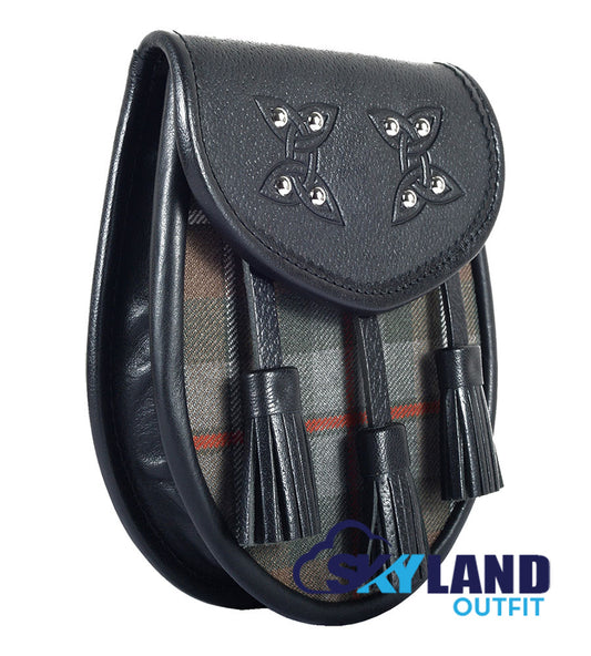 Weathered Mackenzie Tartan Sporran Black Leather Sporran image 1