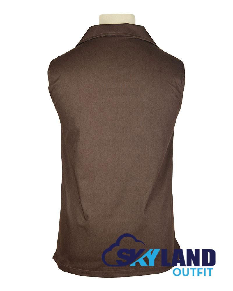 Jacobite Ghillie Kilt Shirt Brown Cotton Jacobean Sleeveless Shirt image 2