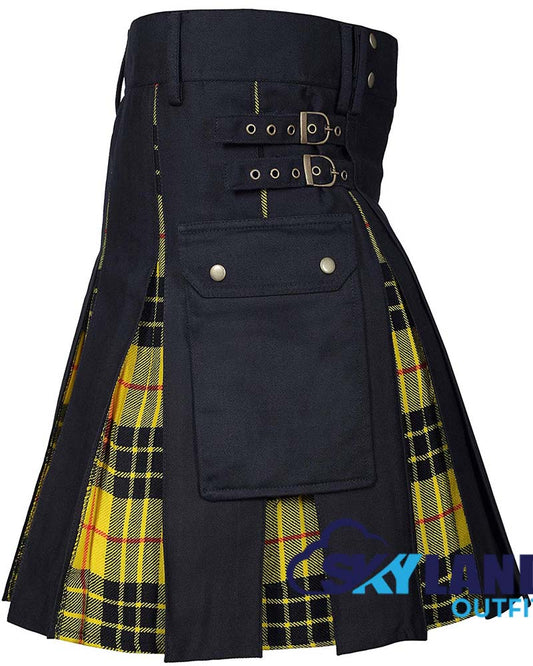 Hybrid Utility Kilts - MacLeod of Lewis Tartan & Black Cotton Kilt image 1