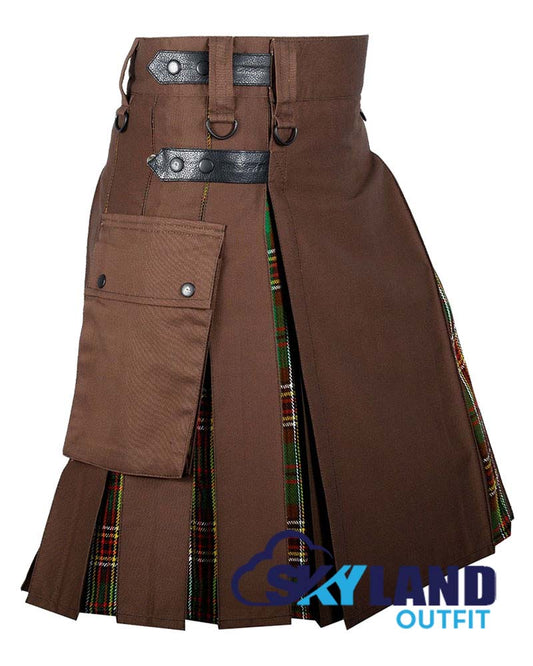 Hybrid Utility Kilts - Brown Cotton & Tara Murphy Tartan Kilt image 1