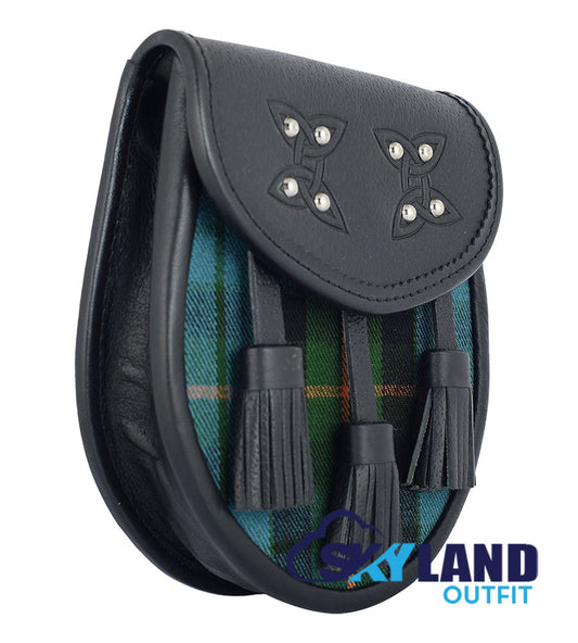 Gunn Ancient Tartan Sporran Black Leather Scottish Sporran image 1
