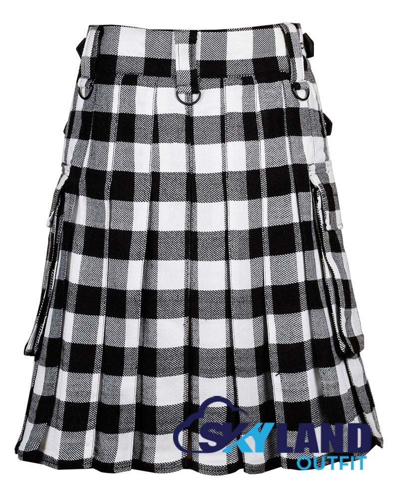 White, Black Rob Roy Tartan Kilt Modern Utility Kilts image 2