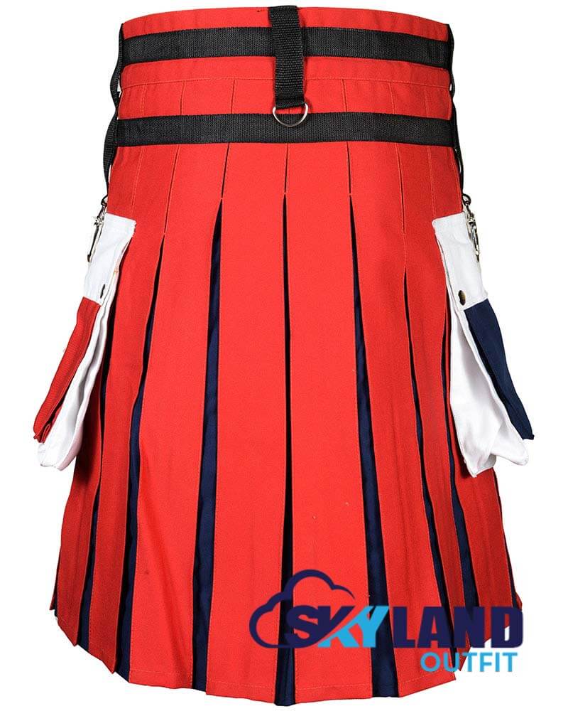 French Flag Utility Kilt – Handmade Cotton Patriotic Kilt for Men