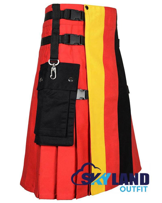German Flag Utility Kilt – Handmade Cotton Patriotic Kilt for Men