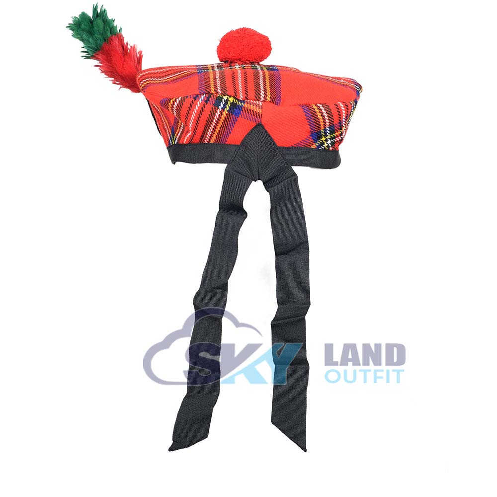 Royal Stewart Tartan Balmoral Hat – Scottish Highlander Kilt Cap