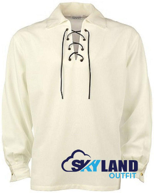 Jacobite Ghillie Shirt Off-White Cotton Jacobean Full Sleeve Shirt image 0