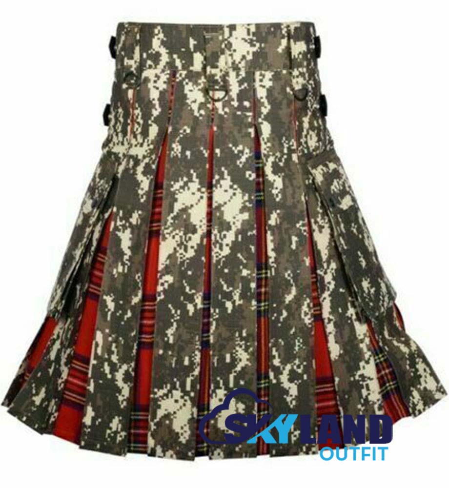 Hybrid Utility Kilts – Digital Camouflage & Royal Stewart Tartan Kilt image 3