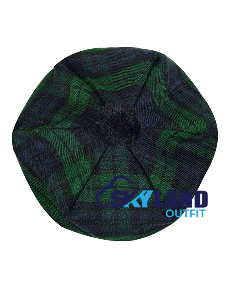 Black Watch Tartan Tam o' Shanter Traditional Scottish Bonnet Hat image 3