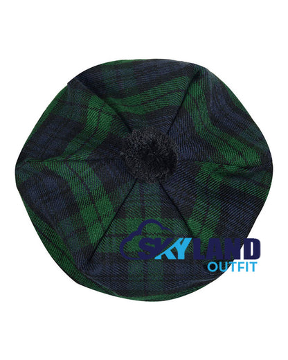 Black Watch Tartan Tam o' Shanter Traditional Scottish Bonnet Hat image 3