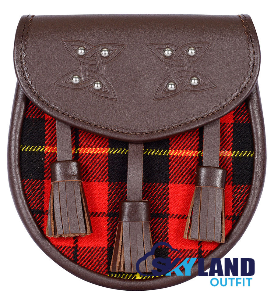 Wallace Tartan Sporran Brown Leather Scottish Sporran image 0