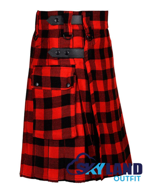 Red, Black Rob Roy Tartan Kilt Modern Utility Kilts image 1