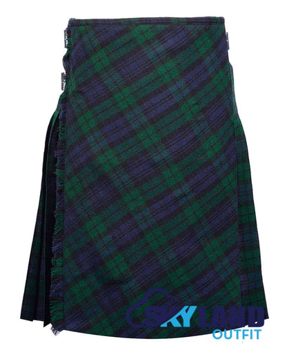 Black Watch Tartan Kilt Traditional 8-Yard Scottish Kilt with Bias Cut image 0