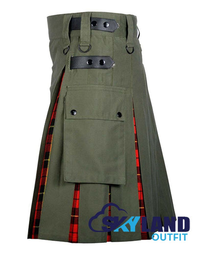 Hybrid Utility Kilts – Oliver Green Cotton & Wallace Tartan Kilt image 2
