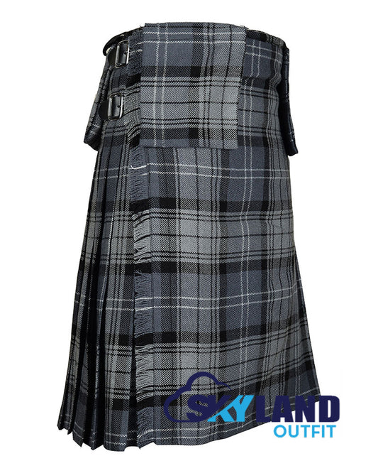 Hamilton Grey Tartan Scottish 8-Yard Kilt with Detachable Pockets image 0