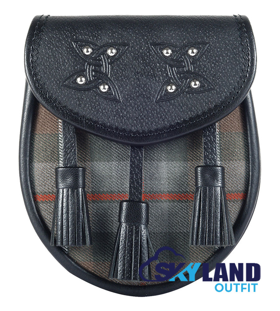 Weathered Mackenzie Tartan Sporran Black Leather Sporran image 0