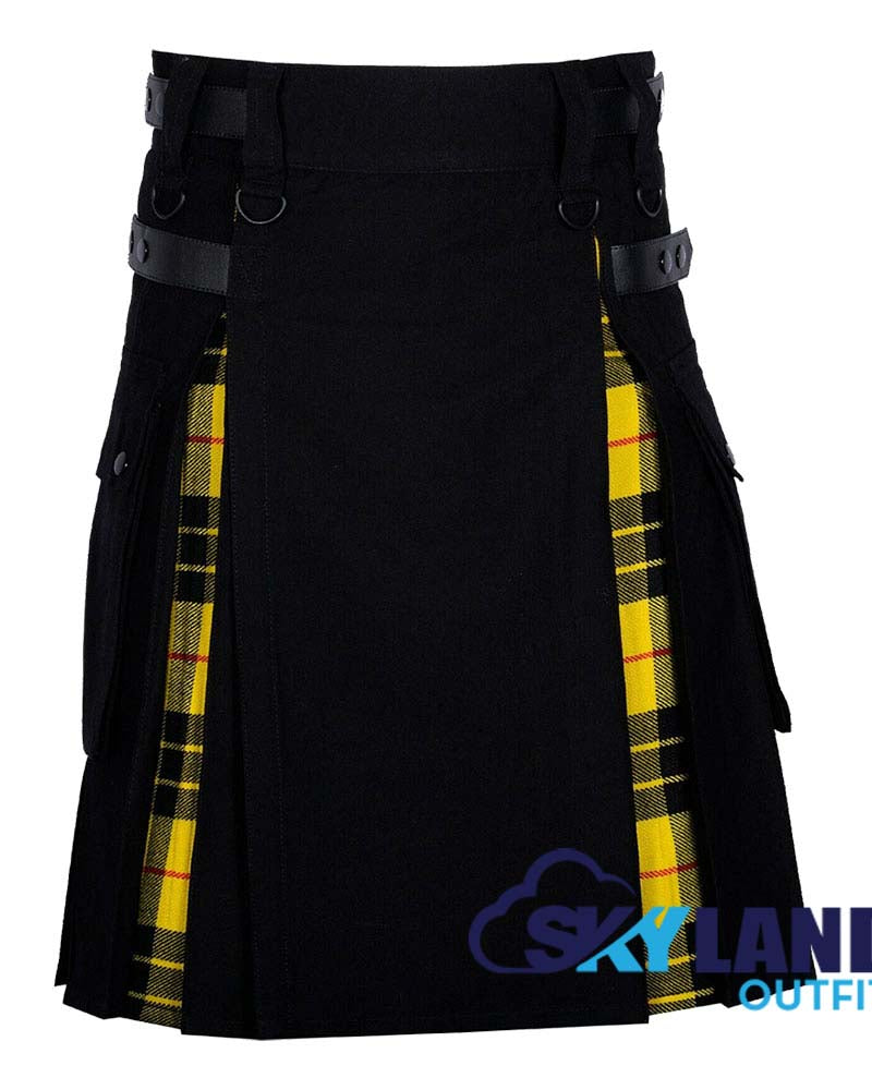 Hybrid Utility Kilts Black Cotton & MacLeod of Lewis Tartan Kilt image 0