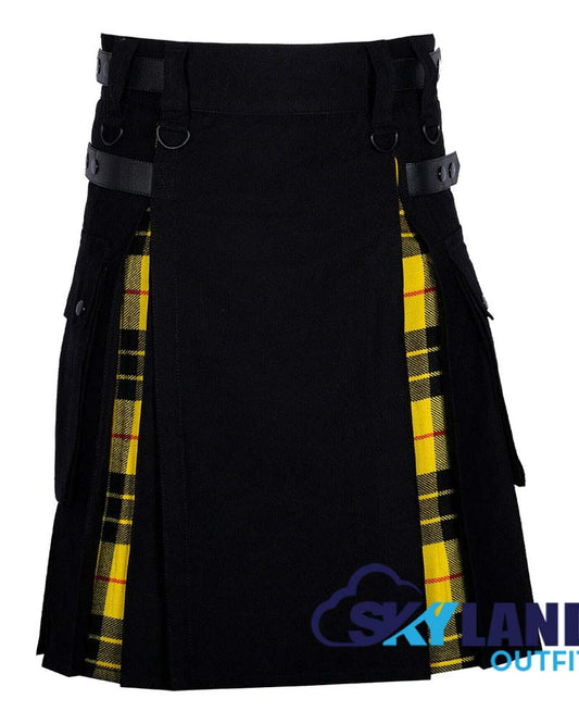 Hybrid Utility Kilts Black Cotton & MacLeod of Lewis Tartan Kilt image 0