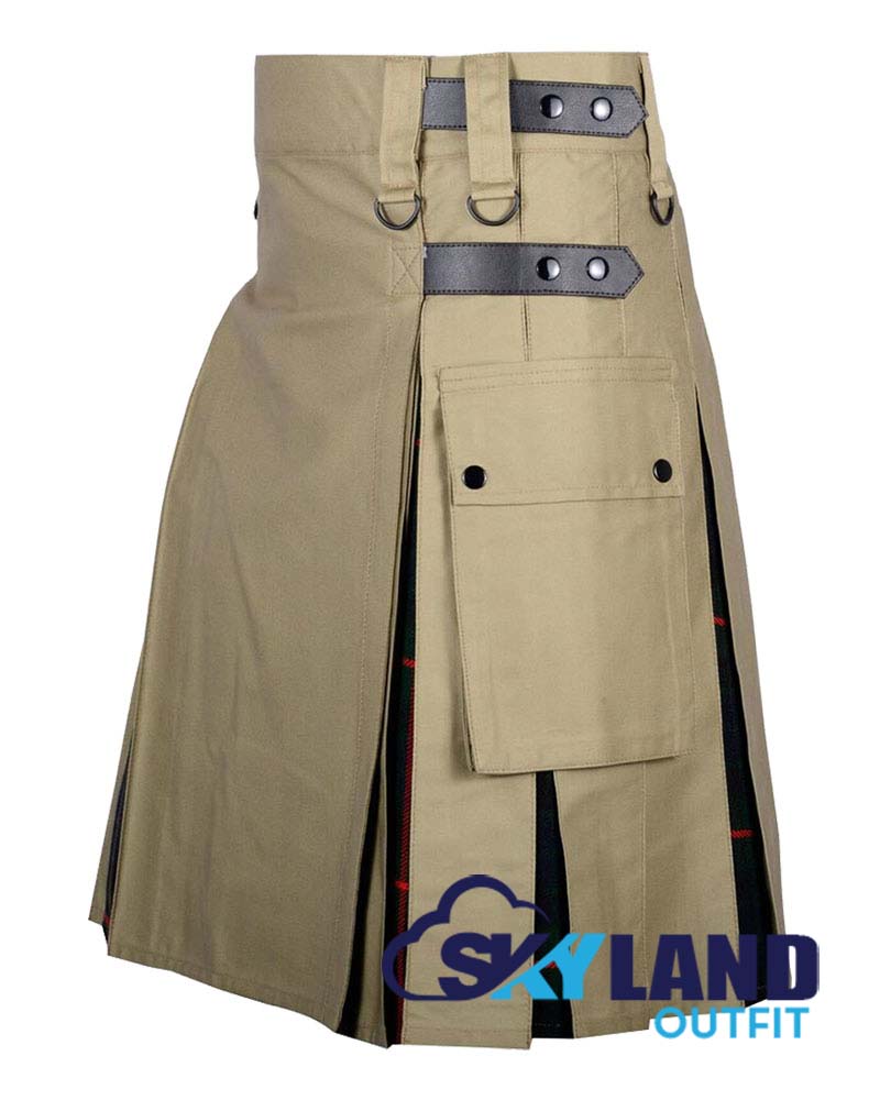 Hybrid Utility Kilts – Khaki Cotton & Gunn Tartan Kilt image 2
