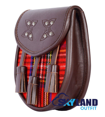 Royal Stewart Tartan Sporran Brown Leather Scottish Sporran image 2