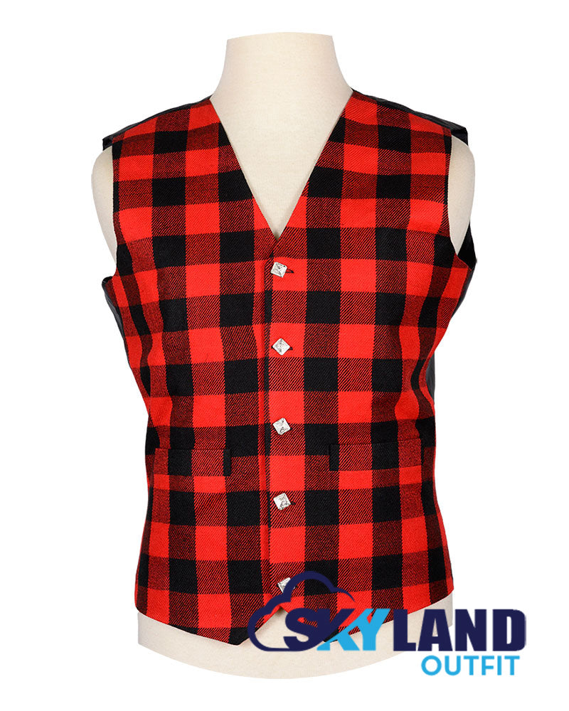 Red Black Rob Roy Tartan Waistcoat - Argyle Vest Made to Order image 0
