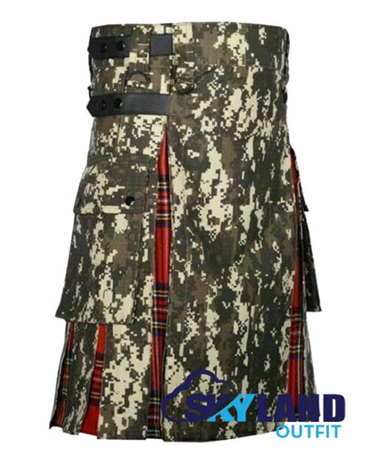 Hybrid Utility Kilts – Digital Camouflage & Royal Stewart Tartan Kilt image 1