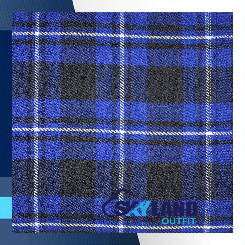 Ramsey Blue Tartan Homespun Wool Blend Fabric By the Yard image 0