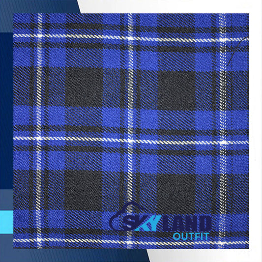 Ramsey Blue Tartan Homespun Wool Blend Fabric By the Yard image 0