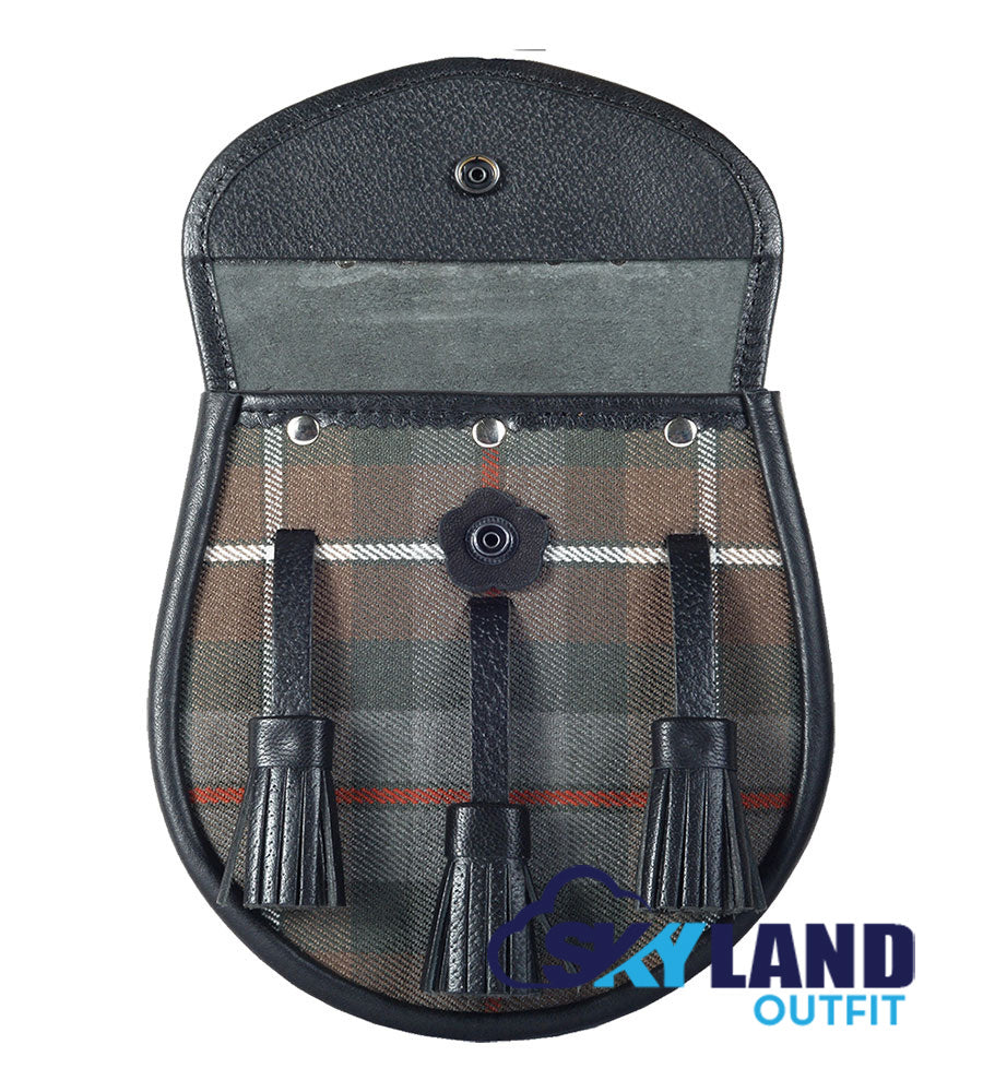 Weathered Mackenzie Tartan Sporran Black Leather Sporran image 3