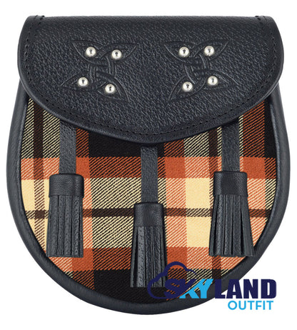 Rose Ancient Tartan Sporran Black Leather Scottish Sporran image 0