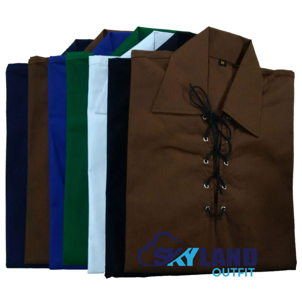 Jacobite Ghillie Kilt Shirt Beige Cotton Jacobean Full Sleeve Shirt image 2