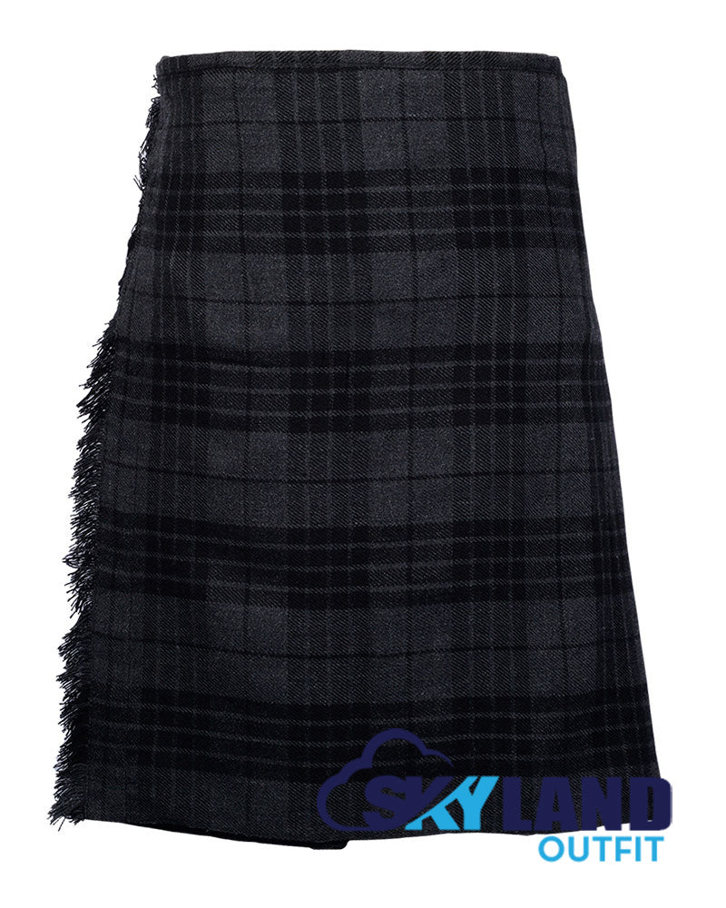 Grey Watch Tartan 8 Yard Kilt for Men Traditional Scottish Kilt image 0