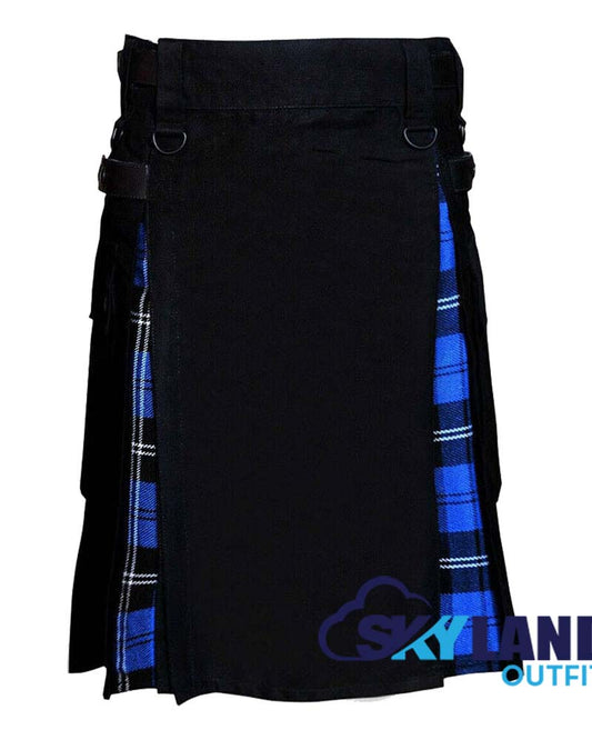 Hybrid Utility Kilts - Black Cotton & Ramsey Blue Hunting Tartan Kilt image 0