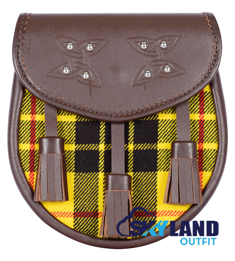MacLeod of Lewis Tartan Sporran Brown Leather Scottish Sporran image 0