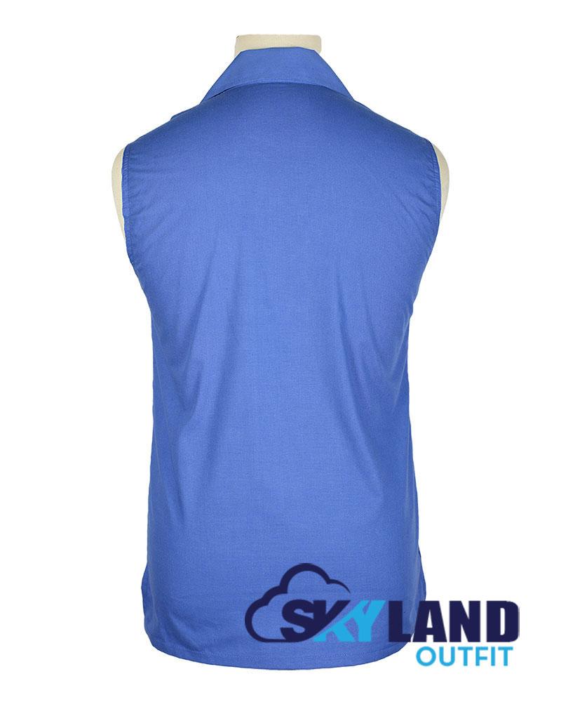 Jacobite Ghillie Kilt Shirt Royal Blue Cotton Jacobean Sleeveless Shirt image 2