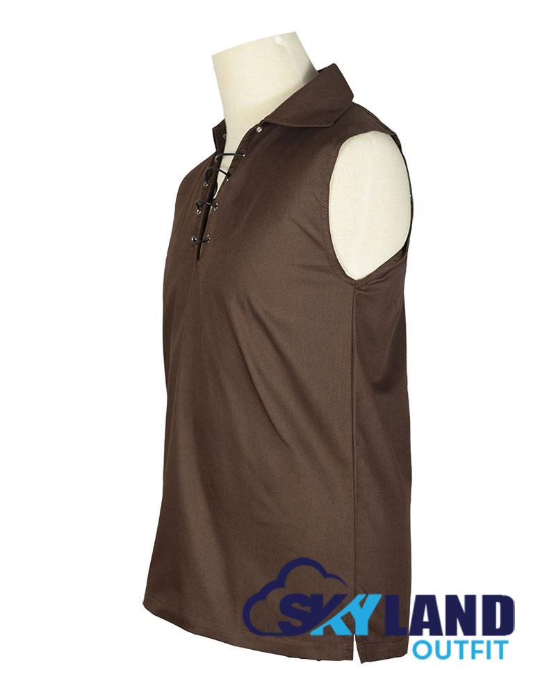 Jacobite Ghillie Kilt Shirt Brown Cotton Jacobean Sleeveless Shirt image 1