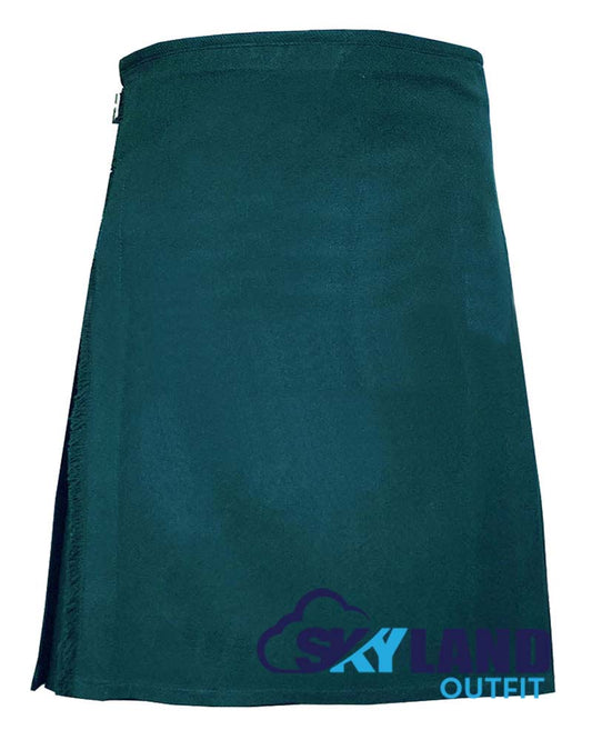 Solid Green Tartan 8 Yard Kilt for Men Traditional Scottish Kilt image 0