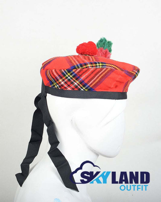 Royal Stewart Tartan Glengarry Hat Traditional Scottish Cap image 1