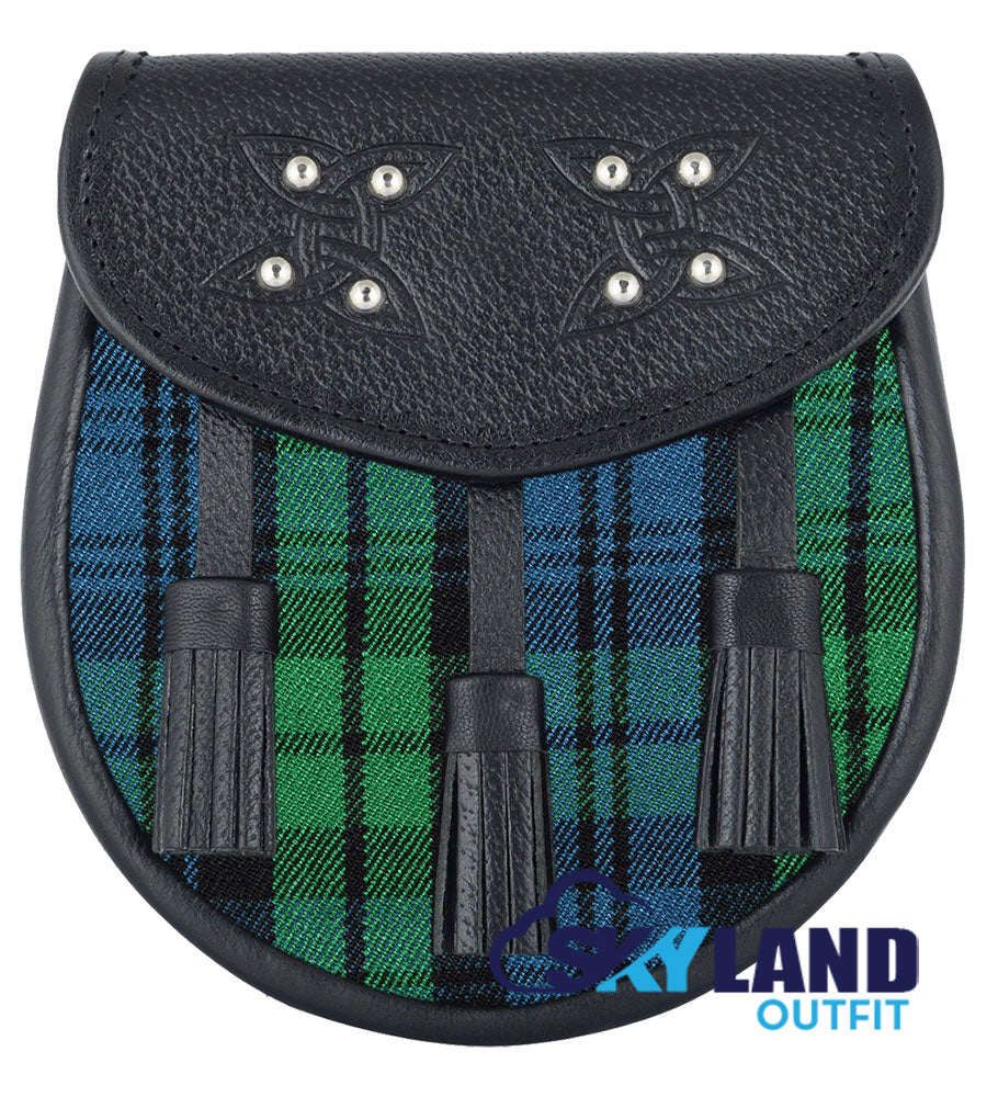 Campbell Ancient Tartan Sporran Black Leather Scottish Sporran image 0
