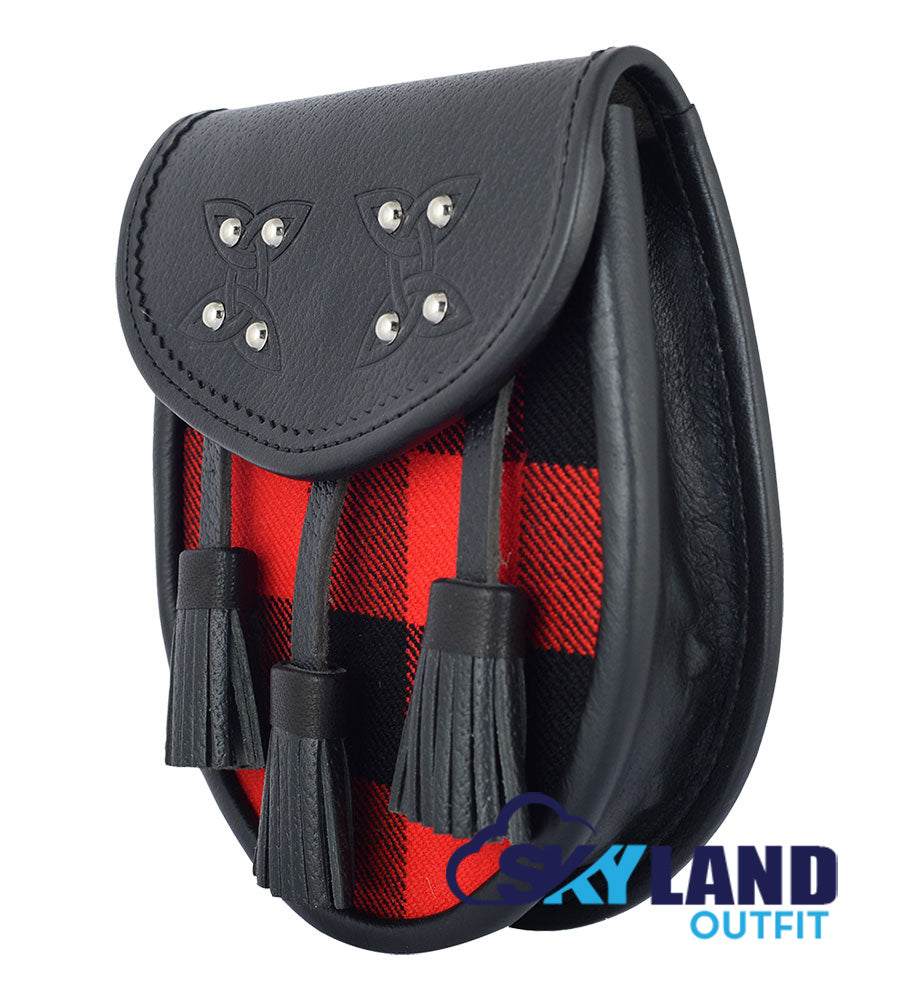 MacGregor Rob Roy Tartan Sporran Black Leather Sporran image 2