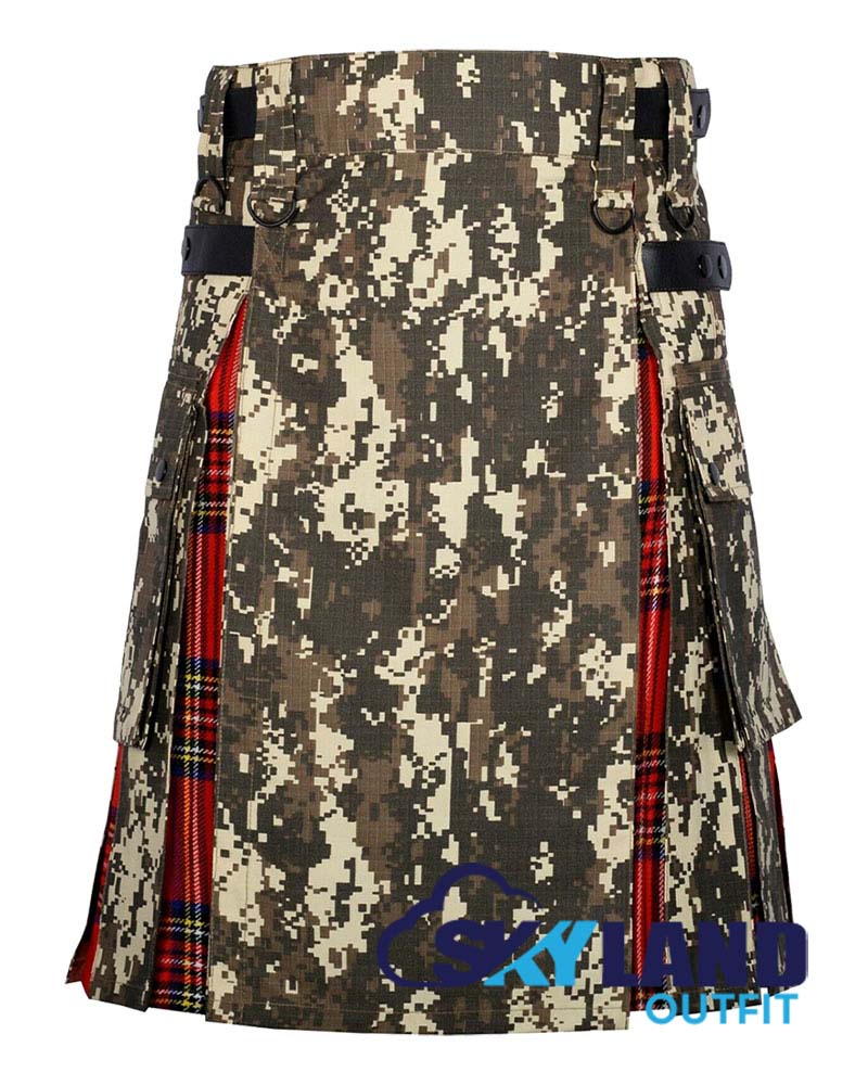 Hybrid Utility Kilts – Digital Camouflage & Royal Stewart Tartan Kilt image 0